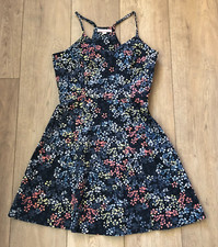 Banana Republic Dress Womens 6 Black Floral Print Sleeveless A Line Short Whimsy