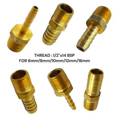 MESSING 1/2''x14 BSP AUSSENSCHLAUCH ENDGEWINDE SANITÄR LANGLEBIG INDUSTRIE ROBUST