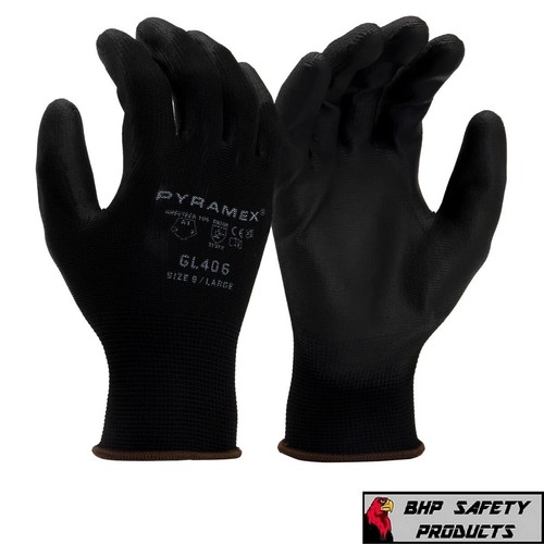 Ultra-Thin Black Work Gloves Polyurethane Palm Coated Nylon Shell GL406