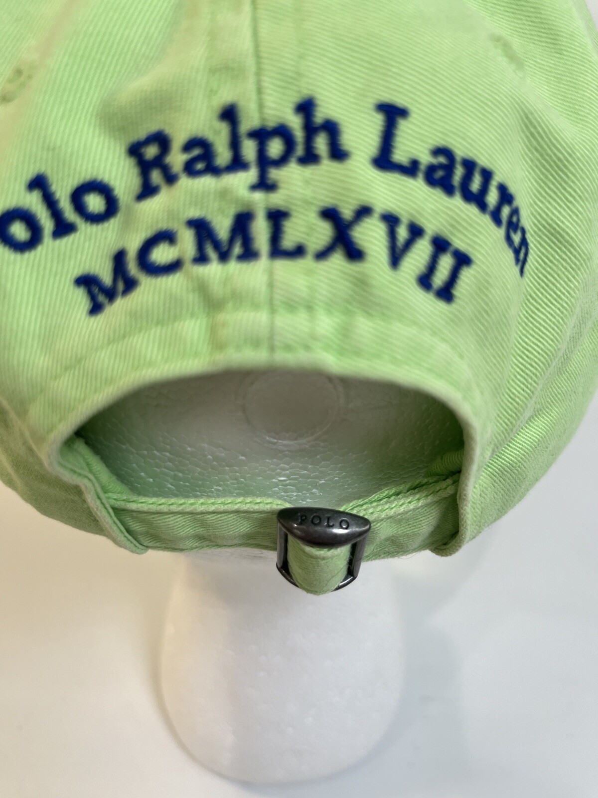 Cappello Vintage Polo Ralph Lauren Berretto Strapback Verde Big Pony #3 MCMLXVII Cotone