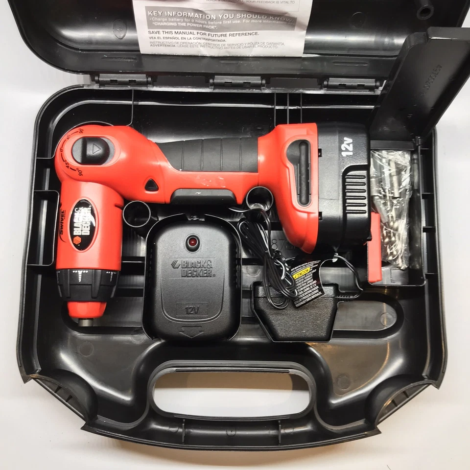 Black & Decker 12v XD1200 Taladro Giratorio Inalámbrico Herramienta Batería y Cargador Foto 3 de 4