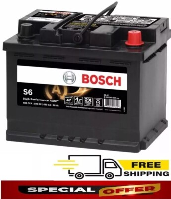 Battery BOSCH AGM Valve Regulated BCI Group 47 CCA 600 100 Reserve Capacity