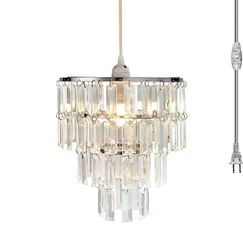 Plug in Modern Chandelier Faux Crystal Fixture Pendant W10.25 X