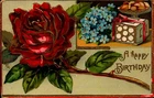 Vintage Postcard Greeting Card Rose embossed A Happy Birthday 1910 Postmark