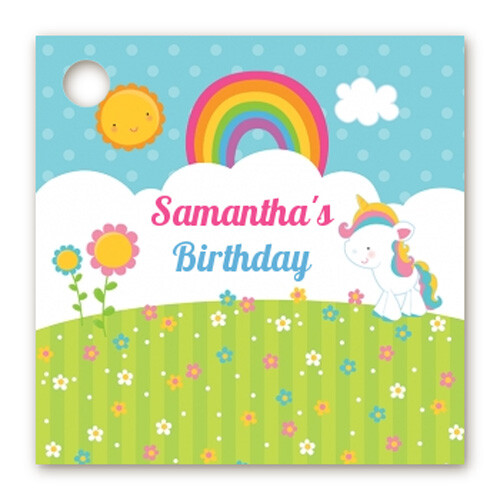 Rainbow Unicorn - Personalized Birthday Party Card Stock Favor Tags - Set of 20