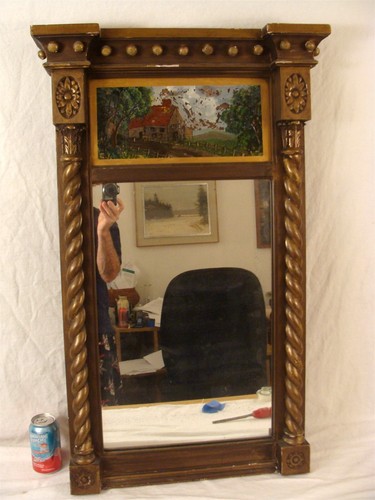 Antique 1830 Federal Gilt Wood Reverse Painted Cottage Wall Mirror | eBay