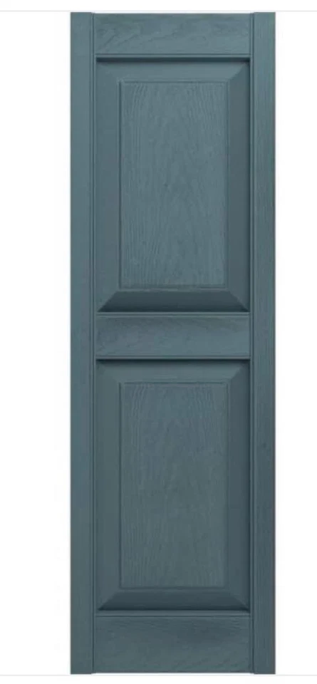 Builders Edge 12" x 67" Raised Panel Vinyl Ext. Shutters Pair in Wedgewood Blue - Image 2 of 4