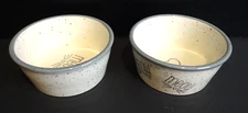 Cat Kitten MEOW Food Water Dish Bowl Pacifica Pottery Cream 4.5” Dia Set of 2
