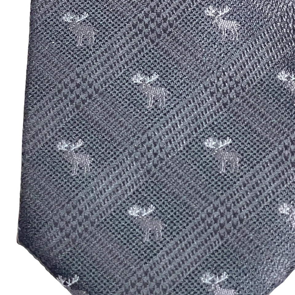 Tommy Hilfiger Novedad Corbata Corbata Negro Gris Alces 3" Foto 2 de 3