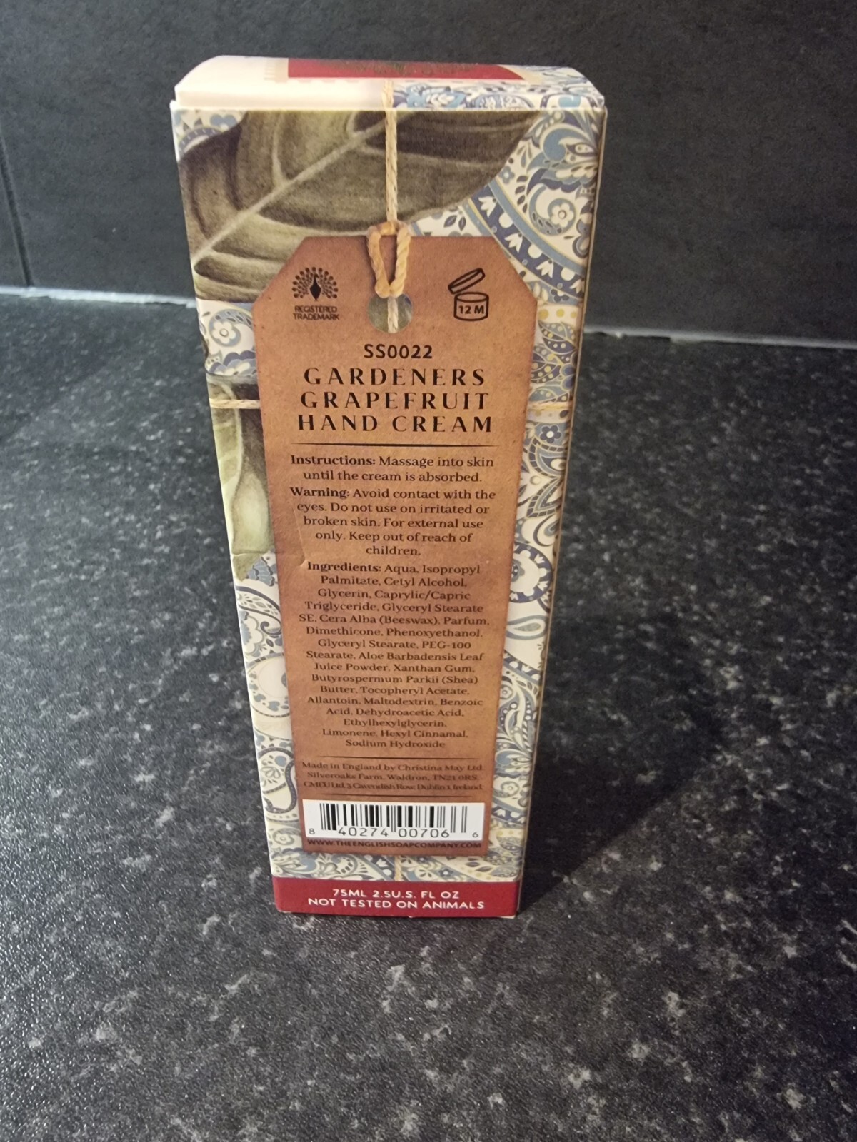 Luxury Hand Cream Gardeners Grapefruit Scented with Aloe Vera and