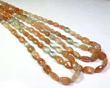 Natural Sparkle Sunstone Confetti Oval Faceted Gems Beads 9-14 mm 18Inch GV-4080