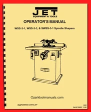 JET-Central Machinery 120 3HP Wood Spindle Shaper WSS-3 SWSS-3-1 Manual 1498