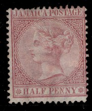 JAMAICA QV SG7, ½d claret, UNUSED. Cat £24.