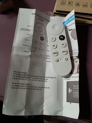 Google TV Streaming Stick Voice Remote Control For Chromecast