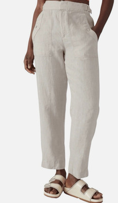 Athleta Voyager 100% Linen Pants Natural Tan Size 4 Lightweight Cool