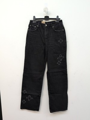 Ksubi Low Rider Noir Kraftwerk Women's Straight Leg Jeans Pants Size 24 Black