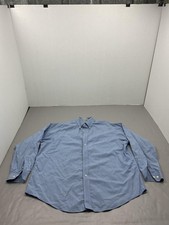 Roundtree Yorke Gold Label Shirt Mens XL Blue Check Classic Fit Non-Iron