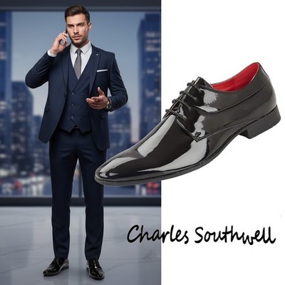 Herren Glänzend Lackleder Glänzend Oxford Schnürung Elegant Hochzeit Business Schuhgröße
