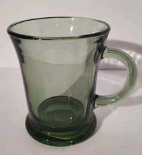 Anchor Hocking Footed Green Glass Coffee Tea Mug Made In USA