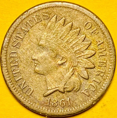 1861 U.S. INDIAN HEAD CENT COPPER PENNY 1c COIN (XF-Extra Fine) Civil War Era