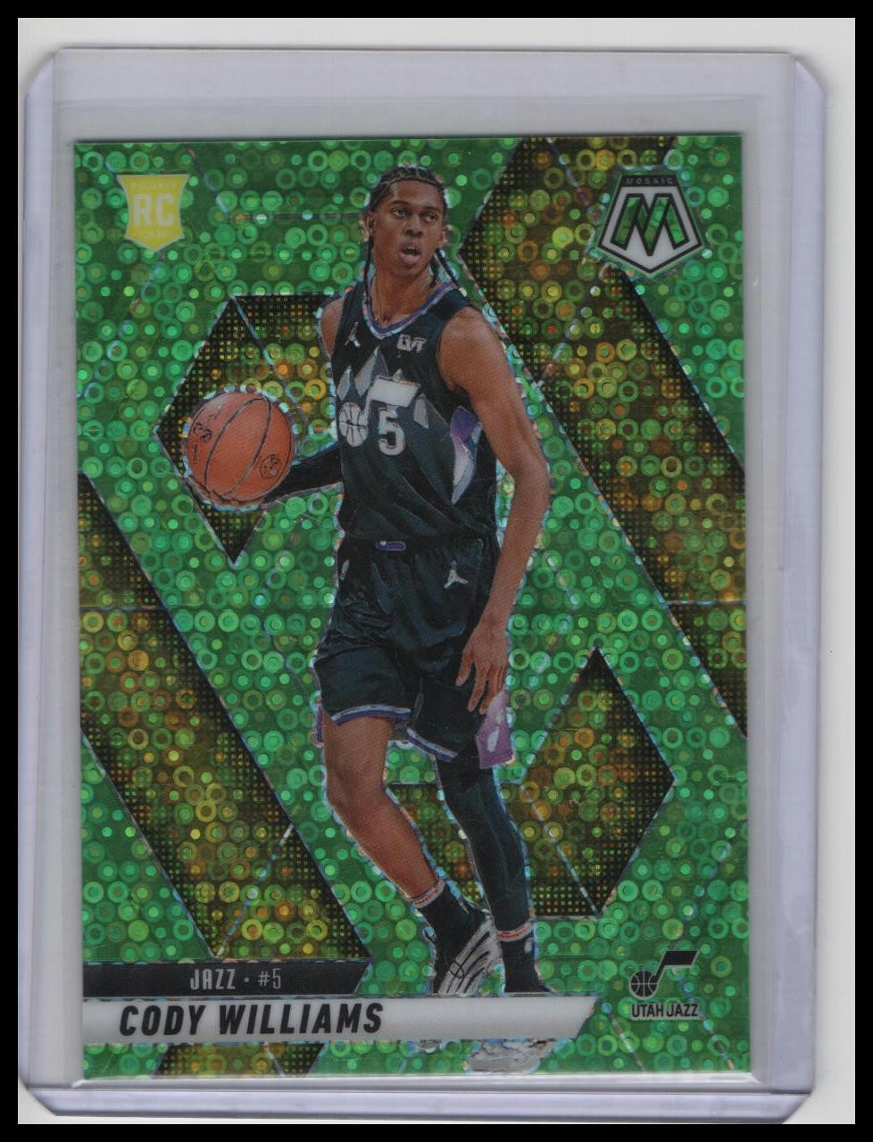 2024-25 Panini Mosaic #207 Cody Williams Fast Break Neon Green Mosaic 1/5