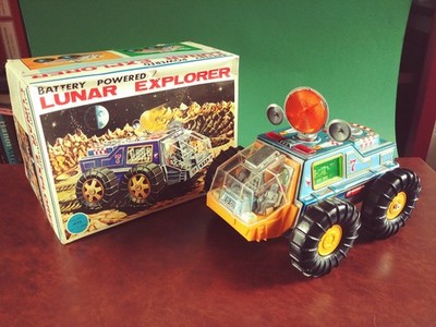 1960's ALPS Tin Battery Space Lunar Explorer Robot Tinplate w/ Or. Box