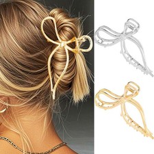 Bow Claw Clips Gold Metal Hair Clips for Thick Hair Large Fancy Hair Claw Cli...