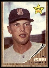 1962 Topps #19 Ray Washburn St. Louis Cardinals Near Mint or Better