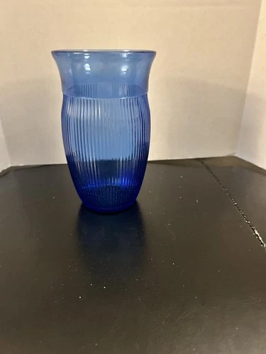 Vintage Hazel-Atlas Cobalt Fine Rib Tumblers 5”  Depression Glass