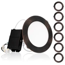 6 Pack 13.5W 6 Inch Ultra-Thin LED Recessed Light with J-Box, Oil Rubbed Bronze