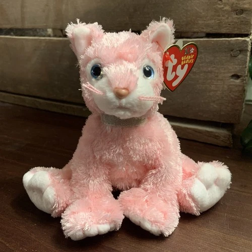 Ty Beanie Babies New 2002 Retired Vtg CARNATION Pink Kitty Cat 6" Plush MWMT