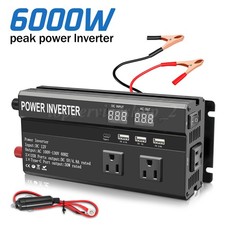 6000W Car Power Inverter 12V DC to 110V AC Pure Sine Wave Converter Transformer