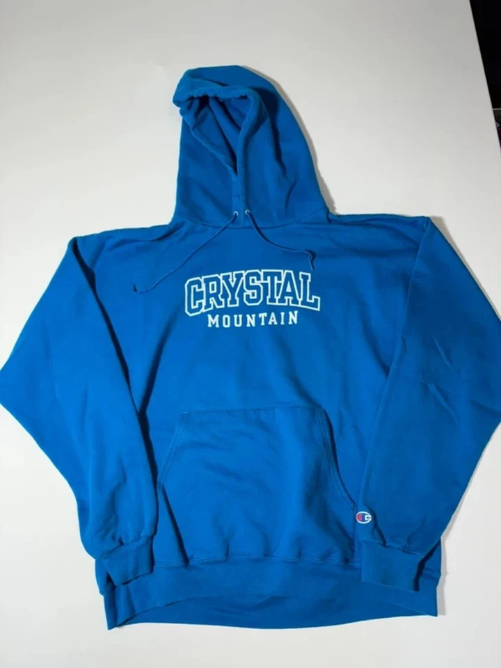 Hoodie Champion Crystal Mountain Usa Vintage Homme Bleu Taille XL 3 - Photo 1/4