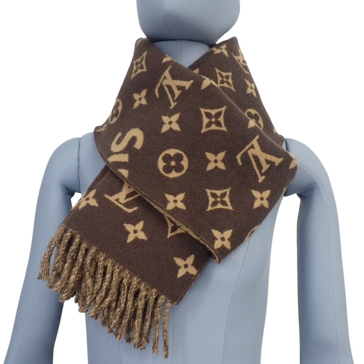 LOUIS VUITTON x Supreme Monogram Scarf Wool Cashmere Brown Camel 194cm image 5