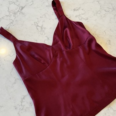 Inc International Concepts Women's 6 Silk Cami Burgundy Red Tank Blouse Top