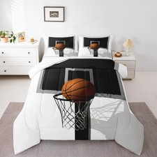 Boys 3D Basketball Comforter Set Kids Teens Basketball Gaming Bedding Sets Qu...