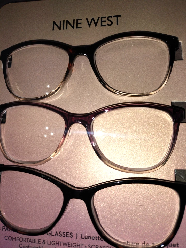 Новый Nine West 3 дизайнерские ридеры + 3,00 увеличение фиолетовый розовый черный и черепаховый - Изображение 2 из 4