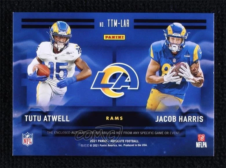 2021 Absolute Team Tandem Materials Gold /75 Tutu Atwell Jacob Harris Rookie RC - Image 2 of 2
