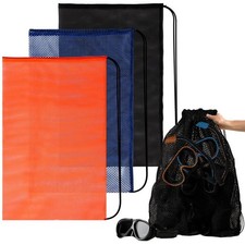 3PCS Mesh Bag Drawstring Dive Bag Snorkel Dive Backpack for Swimming Gear, D...