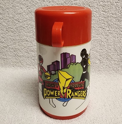 #ad Mighty Morphin Power Rangers Thermos Aladdin Vintage 1995 Saban Red Lid Stopper $7.98