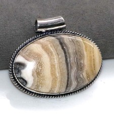 Pretty Zebra Calcite 925 Silver Plated Pendant 1.4