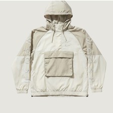 Nike Jacket Mens Large White Colorblock Swoosh Windbreaker Pullover Hooded Lined