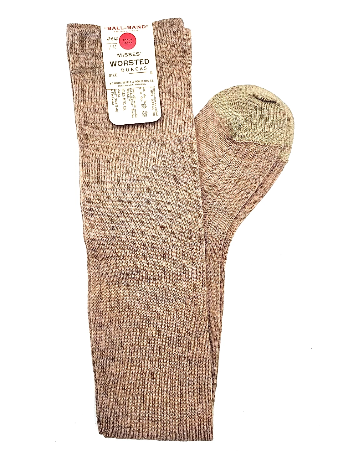 Vintage Mishawaka Woolen Co. Misses Worsted Wool Long Socks Stockings Sz. 8 NOS