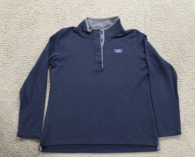 L.L. Bean Sweater Women's Small Blue Fleece Pullover 1/4 Hidden Button