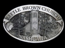 TG15108 VINTAGE 1983  LITTLE BROWN CHURCH NASHUA, IA  COMMEMORATIVE BUCKLE