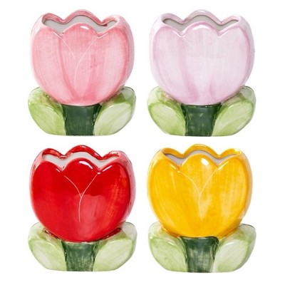 User Friendly Ceramic Brush Pen Holders Floral Shape Vanity Desk Accessory