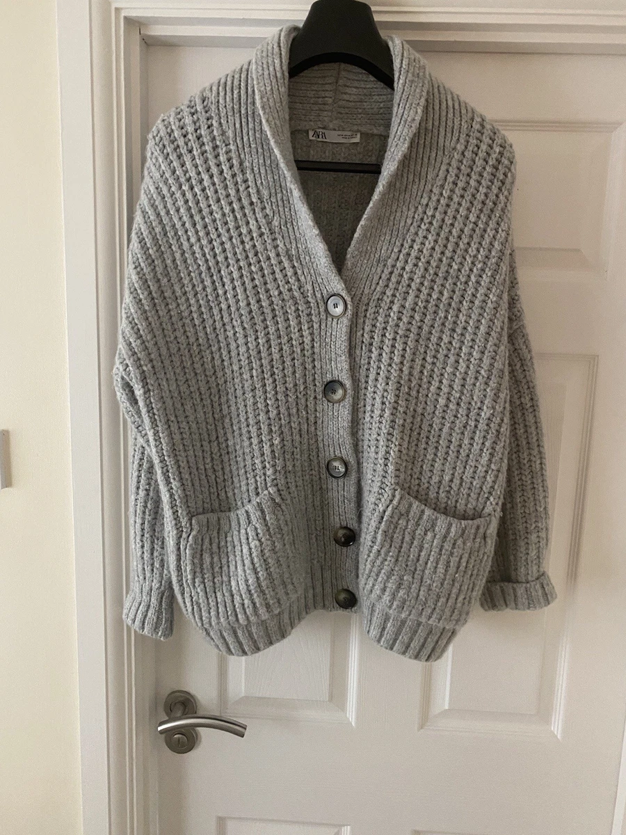 Zara Ladies Grey Knit Over Sized Cardigan