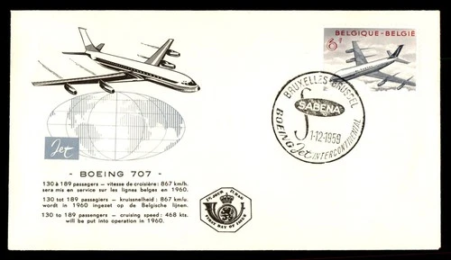 Mayfairstamps Belgium FDC 1959 Airplane Boeing Jet 707 First Day Cover aaw_63247