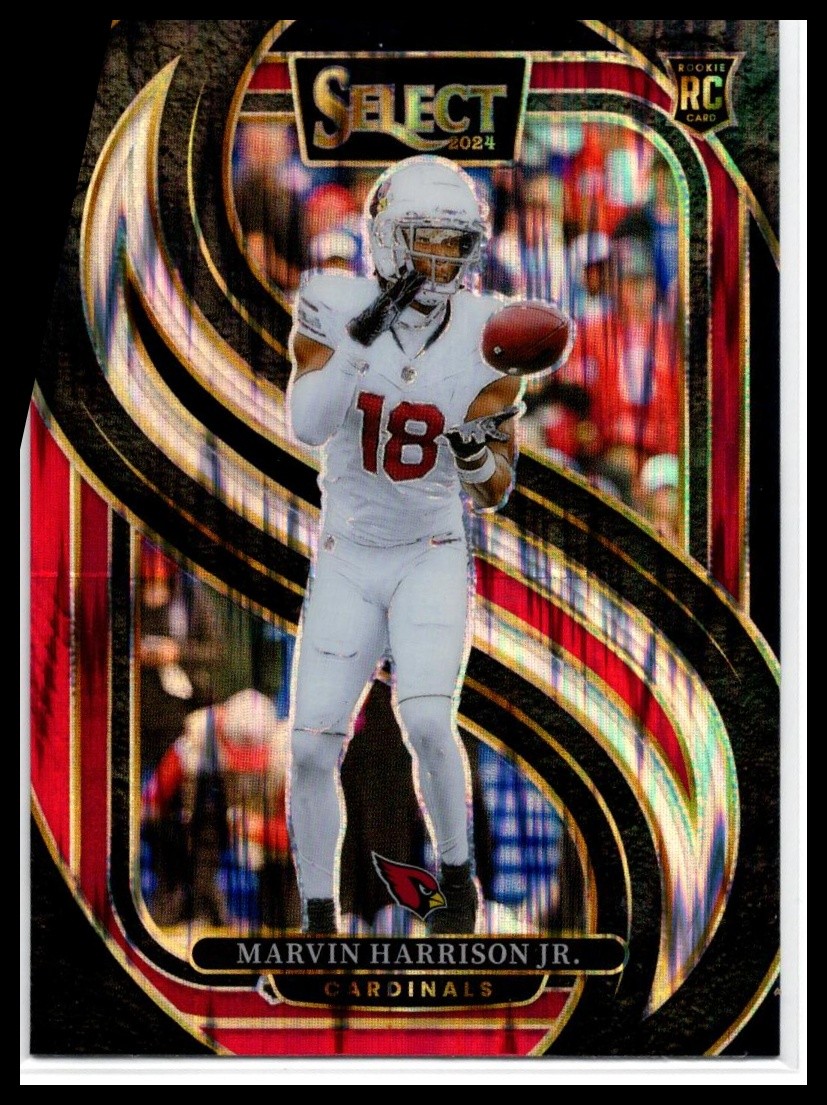 2024 Panini Select #115 Marvin Harrison Jr. Black & Red Prizm Shock