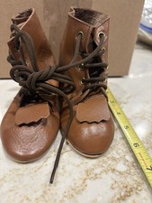 Vtg AJama Brown Leather Kids Baby Shoes Size 6.5